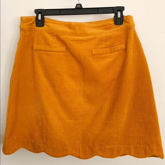 Francescas Harper Corduroy Yellow Mustard Fall Scalloped High Waisted Mini Skirt - Picture 2 of 3